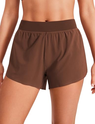 Image of CRZ YOGA Mid Waisted Split Running Shorts 4 inch | Mesh Liner, Quick Dry, Lightweight, for Women