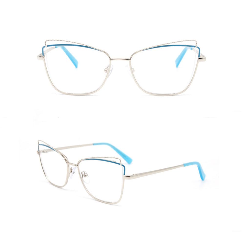 Montatura per occhiali Cat Eye in metallo per donna Occhiali con lenti trasparenti Occhiali Cat Eye