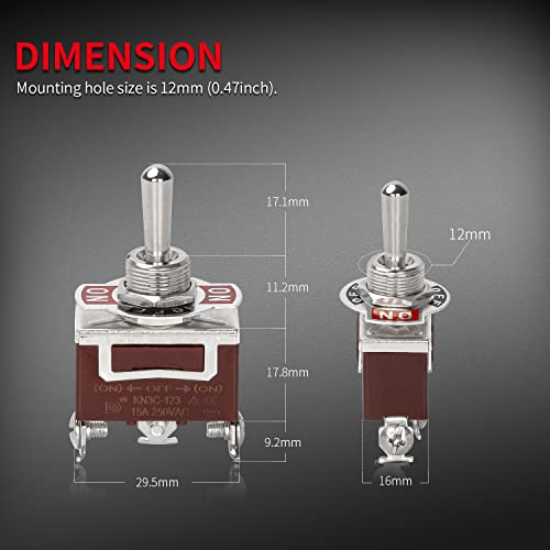 Image of DaierTek Waterproof Momentary Toggle Switch 12V DC 20A Heavy Duty Marine SPDT Switch Rocker 3 Way (ON)-Off-(ON) 250V AC 15A with Weatherproof Boot Cap Cover for Auto Car Boat -4pcs