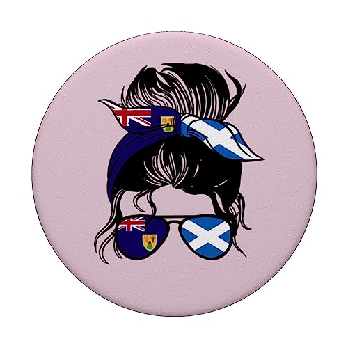 Half Turks and Caicos half Scottish Mix Turks and Scotland PopSockets Swappable PopGrip, Black - Image 3