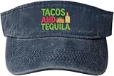 Tacos and Tequila Hat Cotton Funny Empty Top Baseball Sun Cap Visor Hats for Men Women Black
