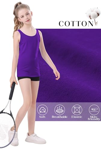Image of QBK 2T-13Years Girls Tank Tops Cotton Dance Basic Sleeveless Undershirts
