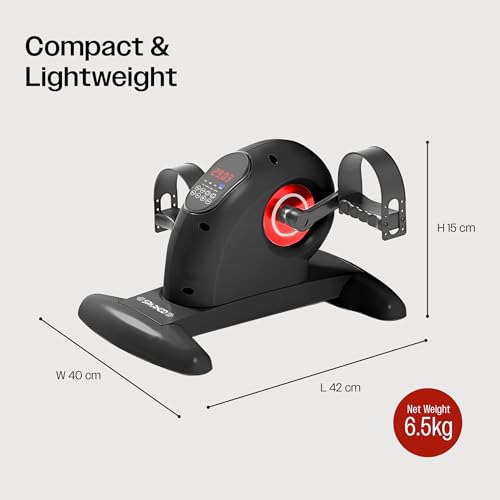 Image of Sparnod Fitness SMB-625 Electric Mini Exercise Bike, Portable Pedal Exerciser with Remote Control, LCD Display for Time Speed Distance Calories, Quiet Motor, Forward & Reverse Motion, 150kg Capacity