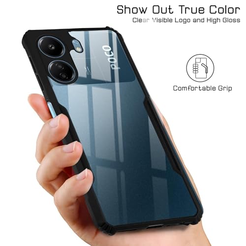 Image of Jkobi Back Case Cover for Poco C65 (Shockproof with Polycarbonate Clear Panel | Professional Black)