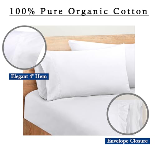 Image of ROYALE LINENS 300 Thread Count 100% Long Staple Combed Cotton Pillowcases Set of 2 - Ultra Soft - King Bed Pillow Cover - 20 inchx40 inch - Breathable, Cool & Crisp Percale White Pillow Cases (King, White)