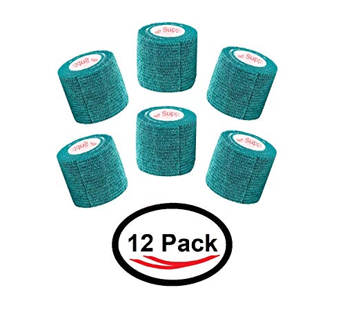 2 Inch Vet Wrap Tape Bulk (Hunter Green) (Pack of 12) Self Adhesive Adherent Adhering Flex Bandage Grip Roll for Dog Cat Pet Horse - Thumbnail 2