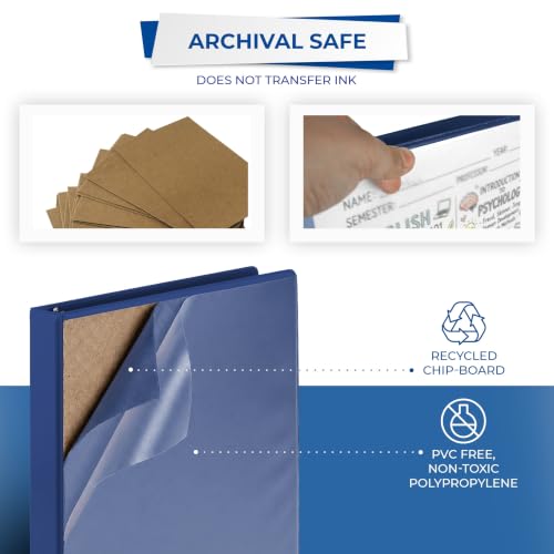 Image of Samsill Durable 1 inch 3 Ring Binder, D Ring Binder, 100% Recycled Chipboard, Blue, 4 Pack