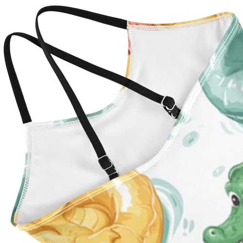 Pigsaly Girls One Piece Swimsuits Crocodile Duck Green Yellow Palm Kids Cross Back Swimwear Beach Sport Bathing Suit 3T4