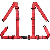 Gtzbciv スポーツレーシングハーネスベルト4点固定マウントクイックリリースナイロン車安全レーシングベルト調節可能なドリフトハーネス安全ショルダーストラップ (普通,レッド)