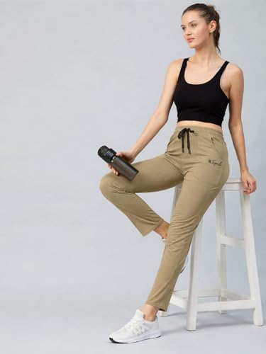 Image of Pinkmint Women Cotton Track Pants with Both Side Pockets | Elastic Waist & Drawstring | Regular Fit | Lounge, Gym & Casual Wear