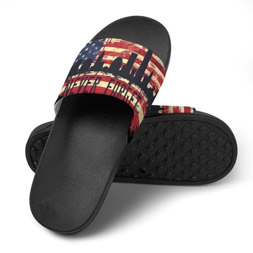 Never Forget 911 Patriotic American Flag House Sandals Non-Slip Bathroom Slippers Beach Summer Shoes for Men Women4