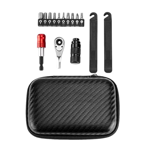 Cycle Repair Kit, 72 Tooth Ratchet Wrench Drill Bits Set, Aluminum Alloy Cycling Multifunction Tools,5.71x0.39inch Compact Lightweight Design, Road and Mountain Riding