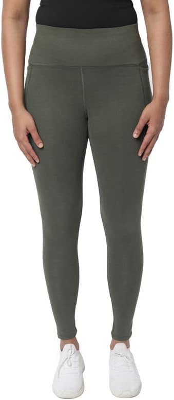 BlissClub Women Groove-in Cotton Leggings | High-Waist | Ankle Length | Adjustable Inner Drawcord | 2 deep Side Pockets | CottonSoft Fabric | Leggings for Women