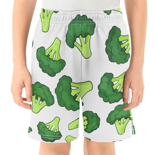 J JOYSAY Cartoon Broccoli Florets White Boys Athletic Shorts Kids Youth Casual Shotrs with Elastic Waistband Pockets2