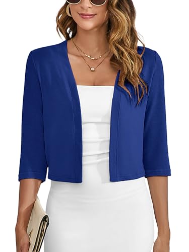 Image of Heymoments Women's Thin Shrugs 3 /4 Sleeve Lightweight Cropped Sweaters Open Front Cardigan for Dress