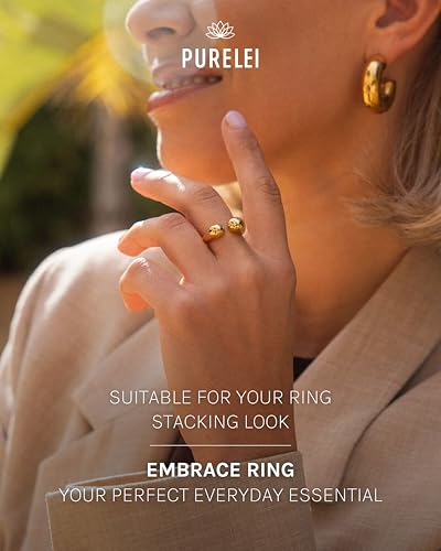 Purelei Embrace Ring Damen Edelstahl wasserfest – Verstellbarer Ring (S-M/M-L), modisch, langlebig, individuel… – Ansicht 2