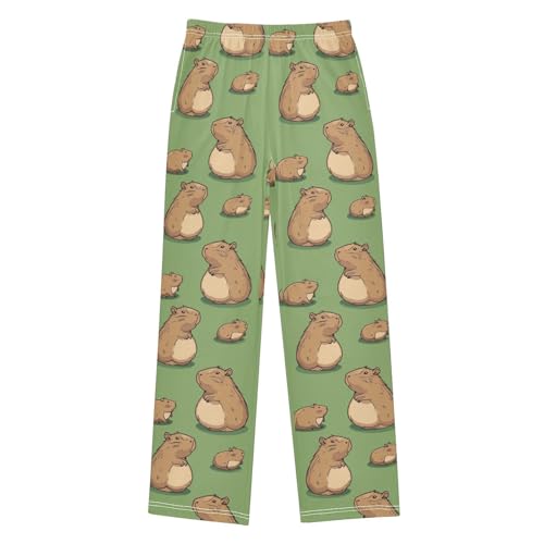 Boys' Pants Brown Capybaras Green Long Bottoms Jogger Pants Elastic Waist Trousers with Pockets S-XL