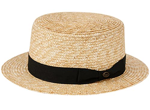 Panama Men's 100% Straw Hats with Grosgrain Band Fedora Bow on The Side (Natural, One Size)