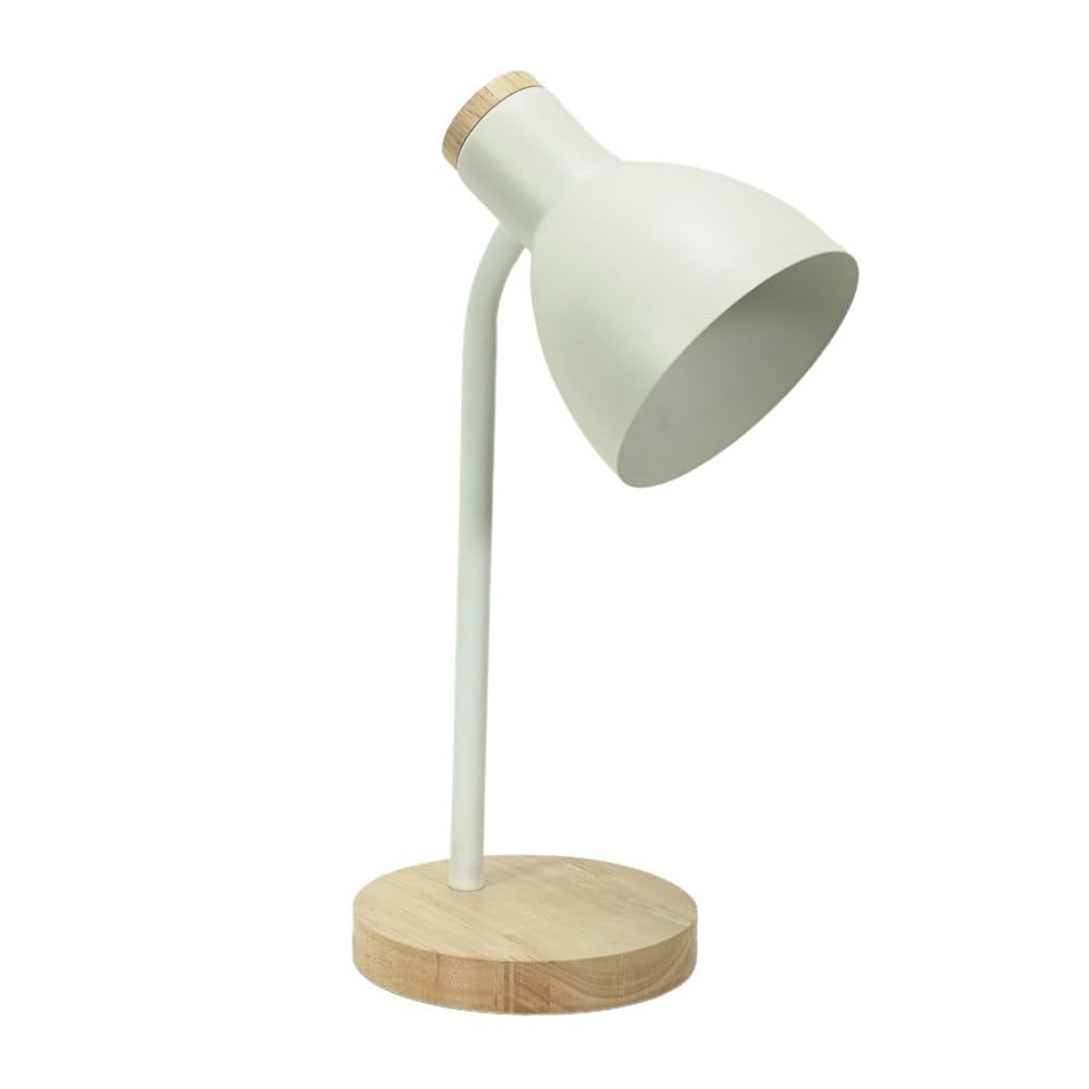 ValueLights | White Metal Dome Shade Wooden Base Adjustable Task Reading Light Desk Lamp | Table Lamps, Home Décor & Improvement Essential