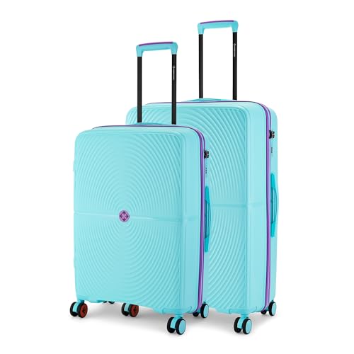 Image of Nasher Miles Bali Hard-Sided Polypropylene Luggage Set of 2 | 65cm & 75cm | 8 Wheels Medium & Large Trolley Bag for Travel | Suitcase (Light Blue)