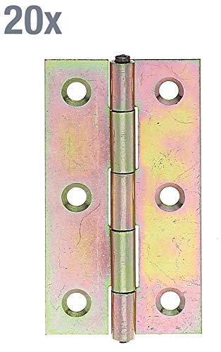 Gah-Alberts 345396 Hinge Raw Steel L x W 64 x 34 mm Thickness 1 mm Pack of 20 Galvanised Yellow, 64 x 34 mm / 20 Stk - Image 2