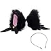 Dodheah Orecchie da Gatto Orecchie da Volpe Mollette per Capelli Peluche Orecchie da Gatto Donna Ragazza Orecchie da Gatto Cosplay Nera+Rosa
