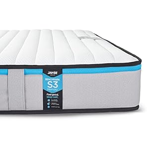 JAY-BE Benchmark S3 Matelas respectueux de l’environnement, sans Mousse, Blanc et Bleu, Double