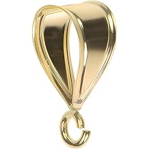 uGems 14K GP Sterling Silver 15mm x 9mm Very Large Bail with Improved Ring Pendant Connector 1-Micron 14K Gold Plated Large Size with Ring Design Foe Jewelry Making Traditional Style SKU d-4144v