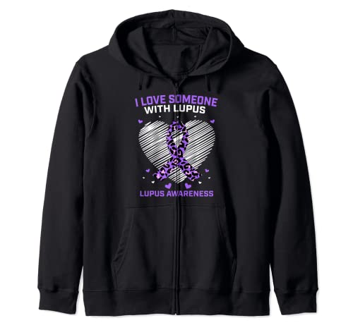 Lupus Awareness Products Cinta con estampado de guepardo morado Corazón Sudadera con Capucha