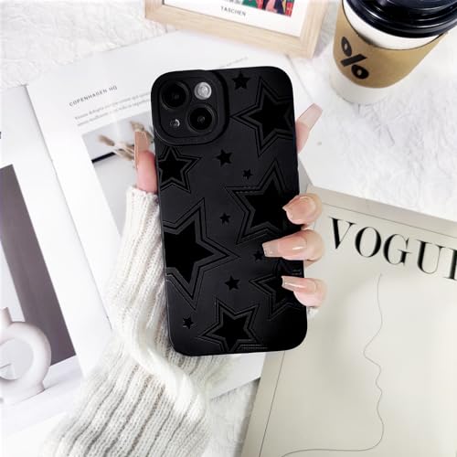 Lovmooful Compatible for iPhone 15 Case Cute Cool Luxury Star with Black Design for Girls Women Soft TPU Shockproof Protective Girly for iPhone 15-(Black Star) 2 by Lovmooful - Image 2