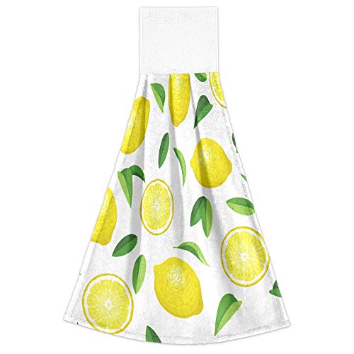 Aslsiy Summer Fresh Lemons Hanging Kitchen Towels Yellow Lime Orange Slices Fruit Leaves Bathroom Hand Tie Towel Fast Drying Dish Tea Towels For Bath Tabletop Gym Home Decor Set Of 2 #TOP6