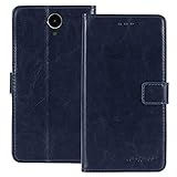 TienJueShi Bleu Fonce Flip Retro Support � Rabat Cuir TPU Silicone Housse Coque pour UHANS A101 5 inch �tui Cas Couverture Case Portefeuille Cover