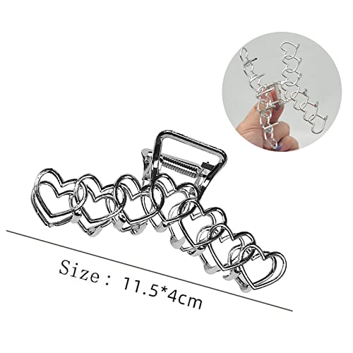 2PCS Pinzas de Pelo Grandes de Metal Plateado para Mujer miniatura 5