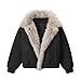 Men's American Retro Mountain Carving Imitation Fur All-In-One Short Thickened Warm Lapel Cotton Jacket Red M