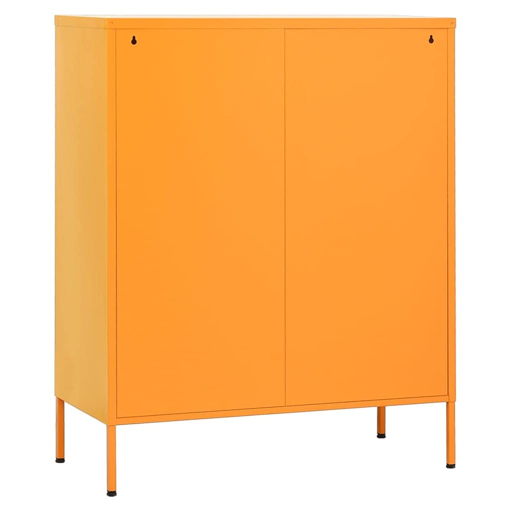 Armadio da ufficio, autoportante, in metallo, per aziende, ufficio, scuola, giallo senape, 80 x 35 x 101,5 cm, in acciaio (facile da montare)