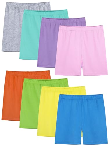 Image of 8 Pack Girls Shorts Bike Shorts Toddler Cartwheel Dance Under Dress Clothes | Soft & Stretchy & Not See Through, 12M-16Y Toddler & Kids Biker Shorts, Snug Fit Stays Put, Multi-color Girls Clothes Pack