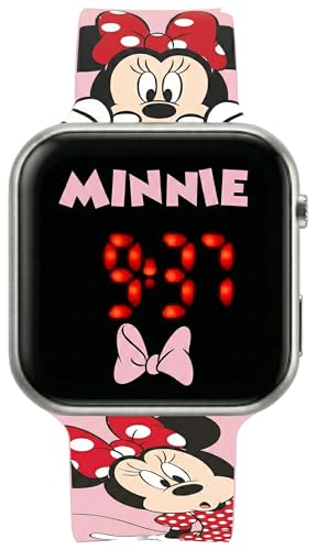 Clondo Relógio de pulso digital LED para menino e menina, função de data, formato 12/24 horas, gadget oficial, presente, Minnie.