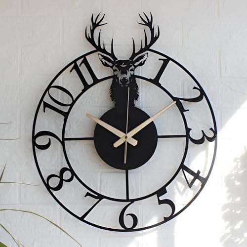 Image of Auromin Modern Wall Clock for Living Room Stylish Metal Wallclock for Bedroom & Hall, Kitchen, Office, Antique & Modern Big Size Clock | Premium Home Decor & Interior Watch