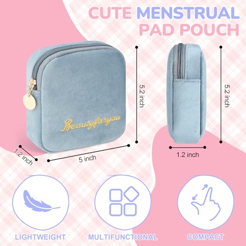 Image of Flannel Sanitary Napkin Storage Bags for Women Portable Period Kit Menstrual Cup Pouches Feminine Pad Holder Tampons Collect Bags with Zipper Khaki