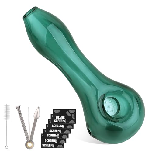 7 Hole Glass Smoking Pipe Green Kit Gifts for Friends Fathers Mates