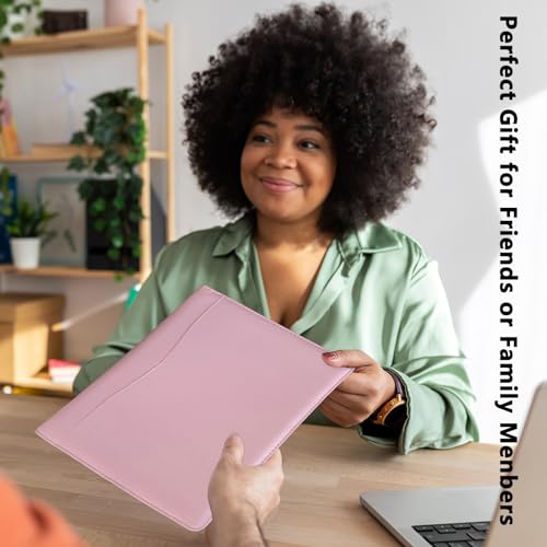 portfolio folder padfolio with a4 clipboard pu leather portfolio clipboard business binder writing clip board organizer for legal documents business card men women pink
