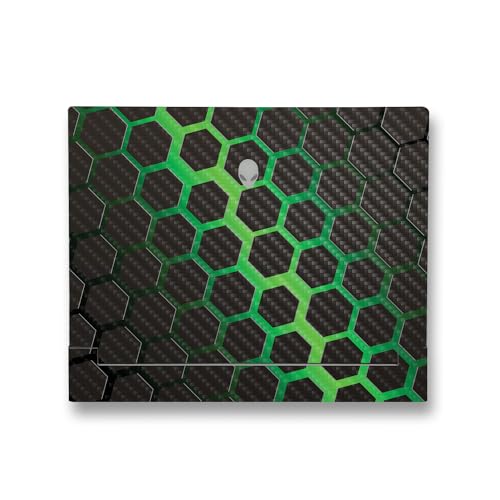 Image of MightySkins Carbon Fiber Skin Compatible with Alienware X14 R2 (2023) Full Wrap Kit - Green Hex | Protective, Durable Textured Carbon Fiber Finish | Easy to Apply & Change Styles | Made in The USA