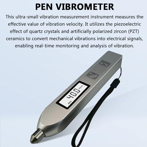 MRKU Analizador Digital portátil para comprobación de Vibraciones: Pantalla de Alta definición, Rango de medición de 0,1 a 199,9 m/s² para detección de Fallos mecánicos.