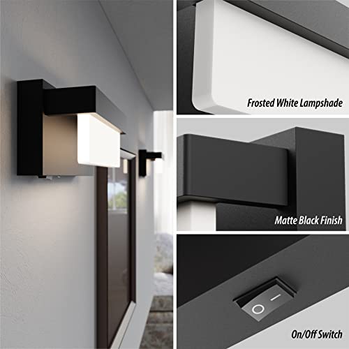 Lightinn Wall Sconce Black Wall Light With On/Off Switch 8 Inch Led Wall Lamp Acrylic Lampshade 4000K Sconce Wall Lighting #TOP5