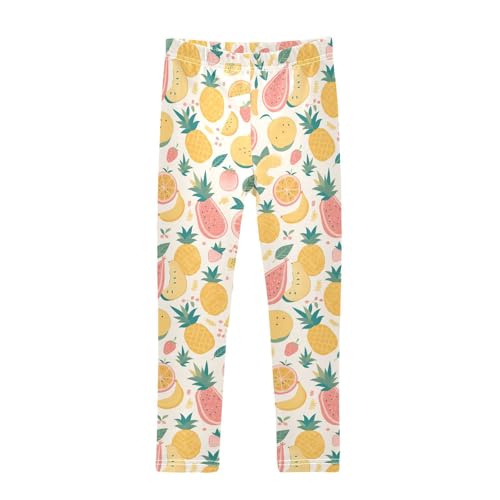Colourful Tropical Fruits Kids Baby Girls Active Leggings Comfortable Full Length Workout Pants Exercise