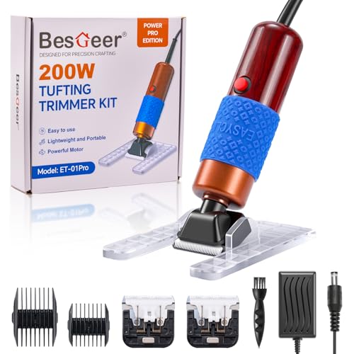 BESGEER 200W Carpet Trimmer with Optimized Shearing Guide Rug Shears Carpet Carving Tool with 2 Blades for Carpet Repair a Highly Customer-Friendly Tufting Trimmer for Sculpting Tufting Gun Rug