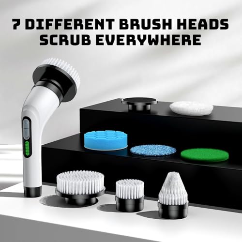 Image of Electric Spin Scrubber for Bathroom: Shower Scrubber with Long Handle