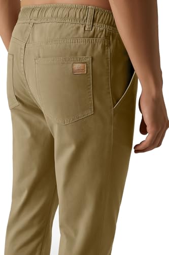 Smith & Solo Chino Hose Herren - Freizeithose Hosen Chinohose Baumwolle Arbeitshosen Männer mit Kordelzug Jogginghose Regul Chinos Lang (Beige, M)