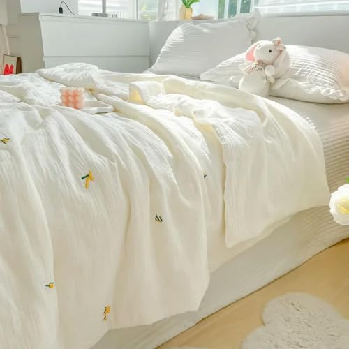 GYMIGE Coperta Estiva Super Morbida in Filato a Doppio Strato, Confortevole, Traspirante, Leggera, in Piumino, per Adulti.