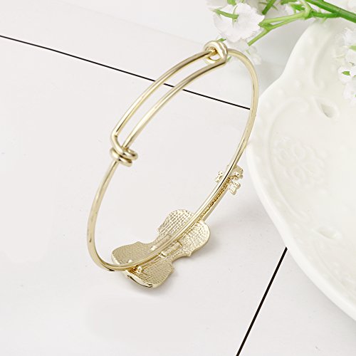 Image of Preppy Bracelets Music Lover Violin Stretch Bangle Bracelet Jewelry Gifts